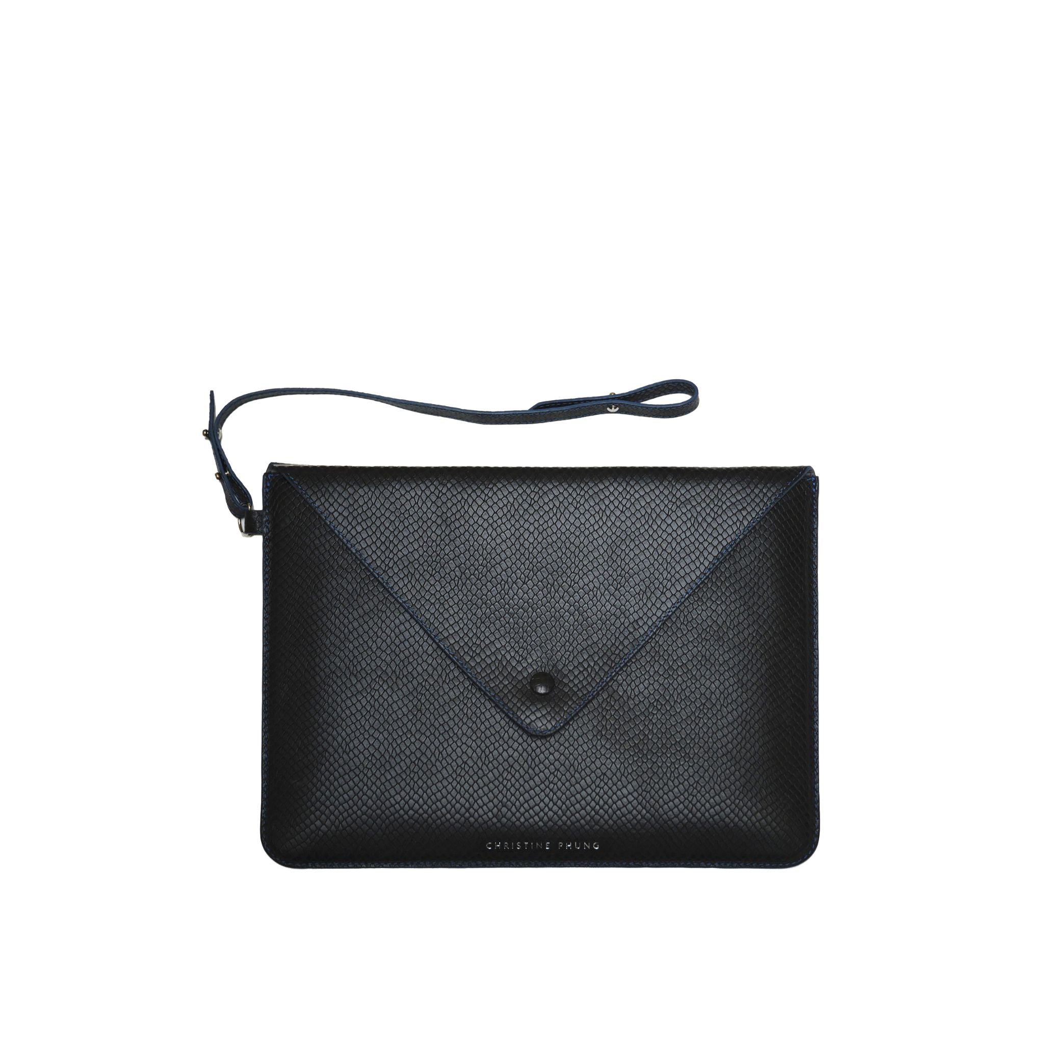 Christine Phung Enveloppe L housse ordinateur cuir noir 16 pouces