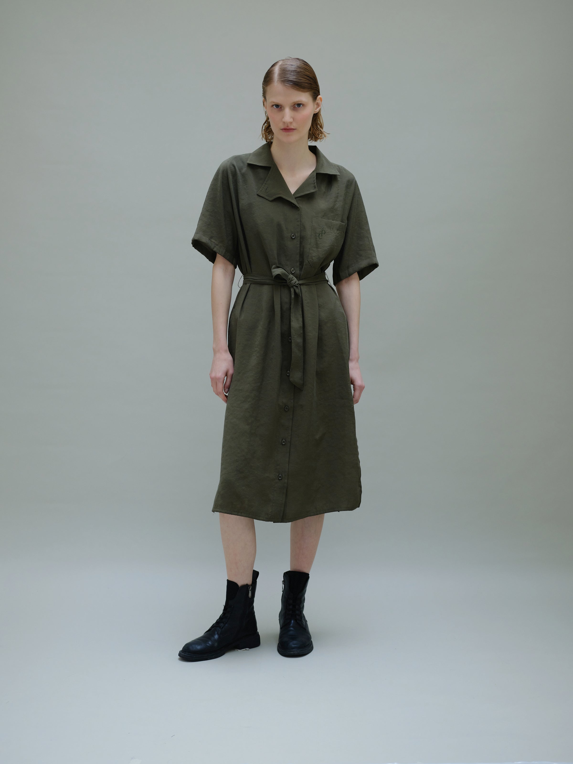 Christine Phung Alpha robe-chemise thym ceinturée M