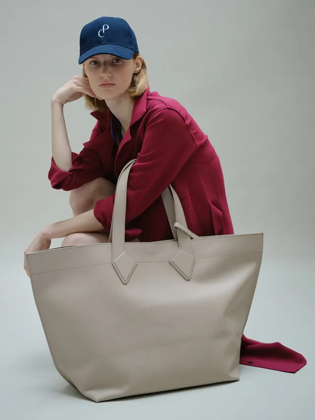 Christine Phung Maripo cabas XL cuir beige upcyclé