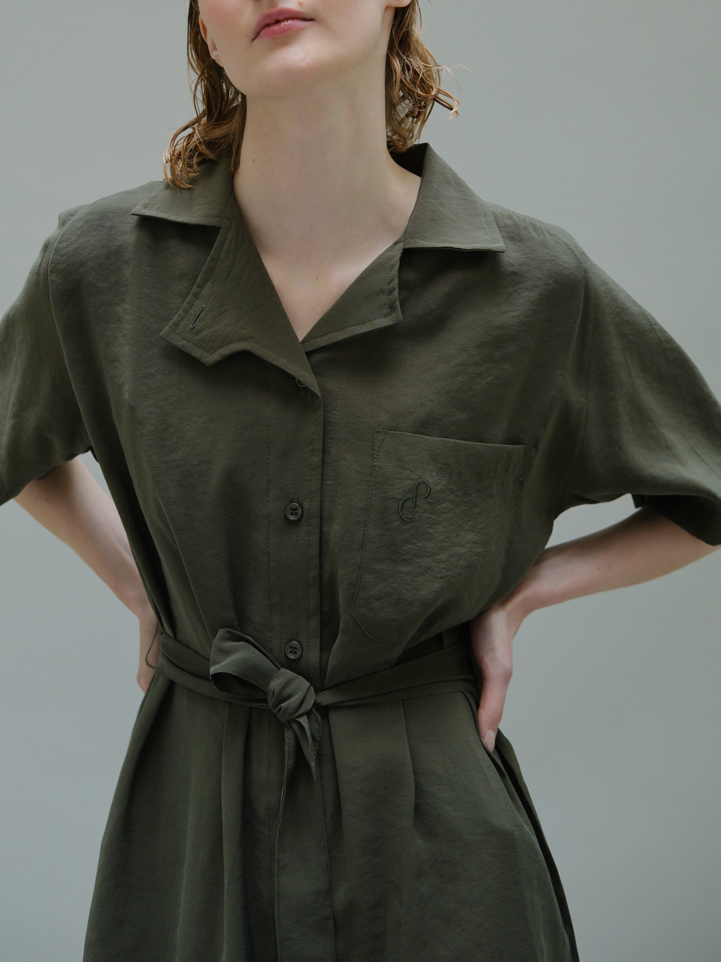 Christine Phung Alpha robe-chemise thym ceinturée M