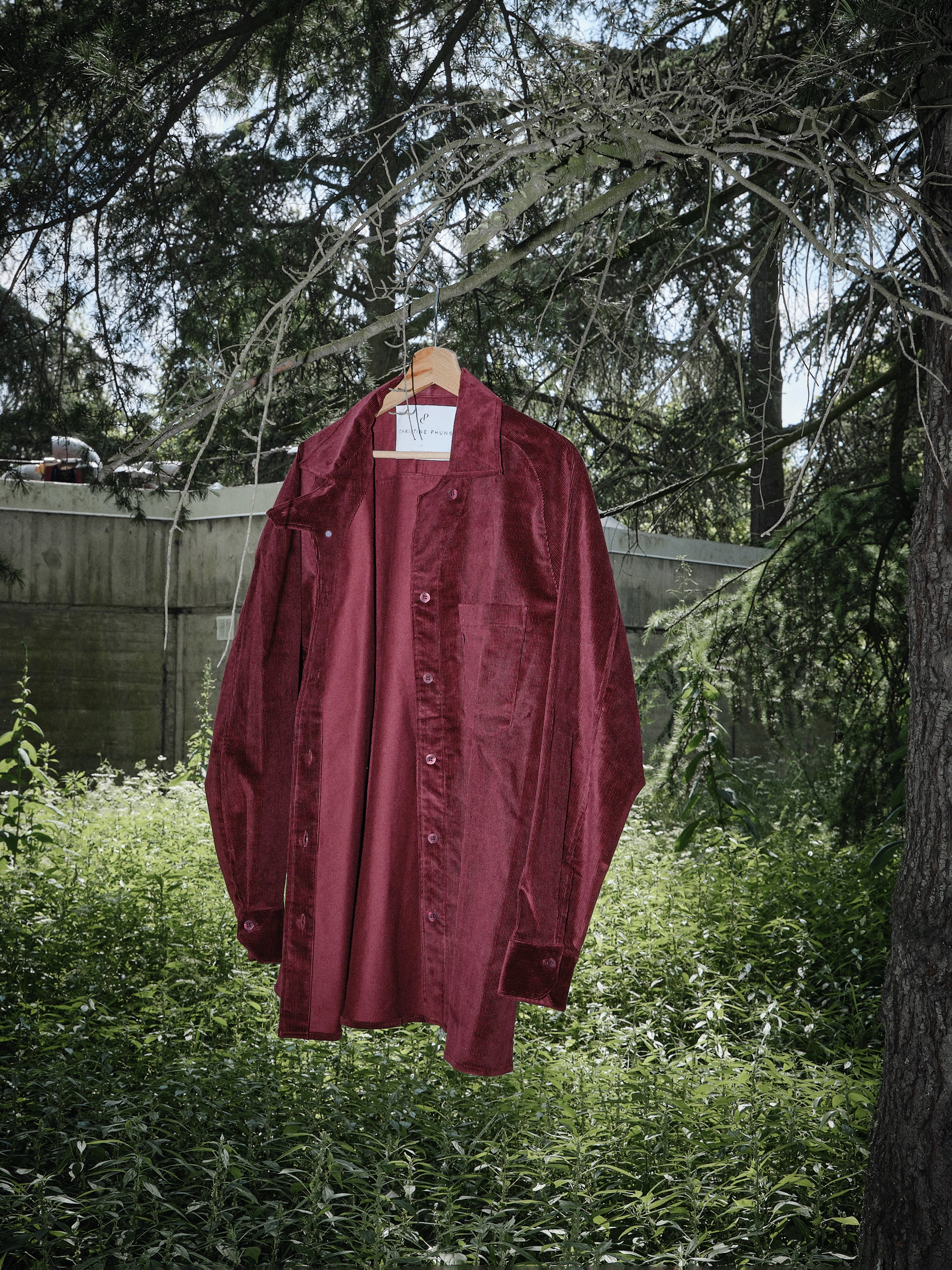 Christine Phung Alpha chemise velours bordeaux coton