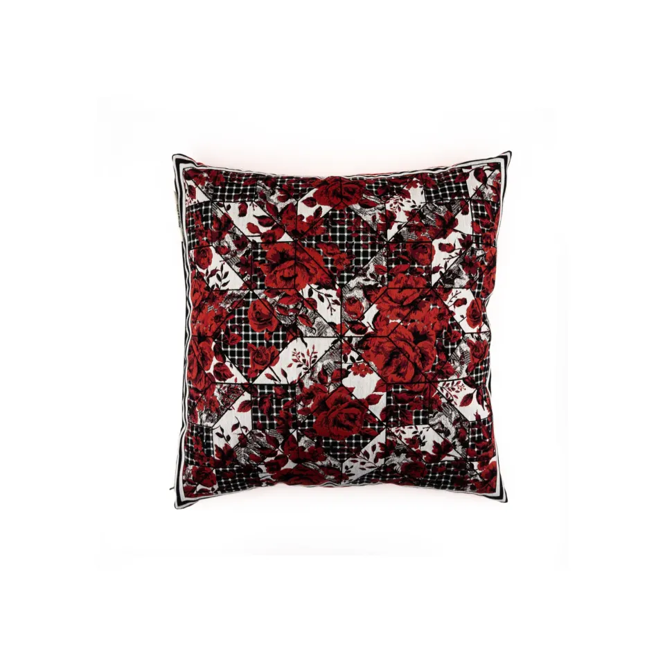 JeanPaul Lespagnard Textile Red Flowers coussin 50x50 jacquard