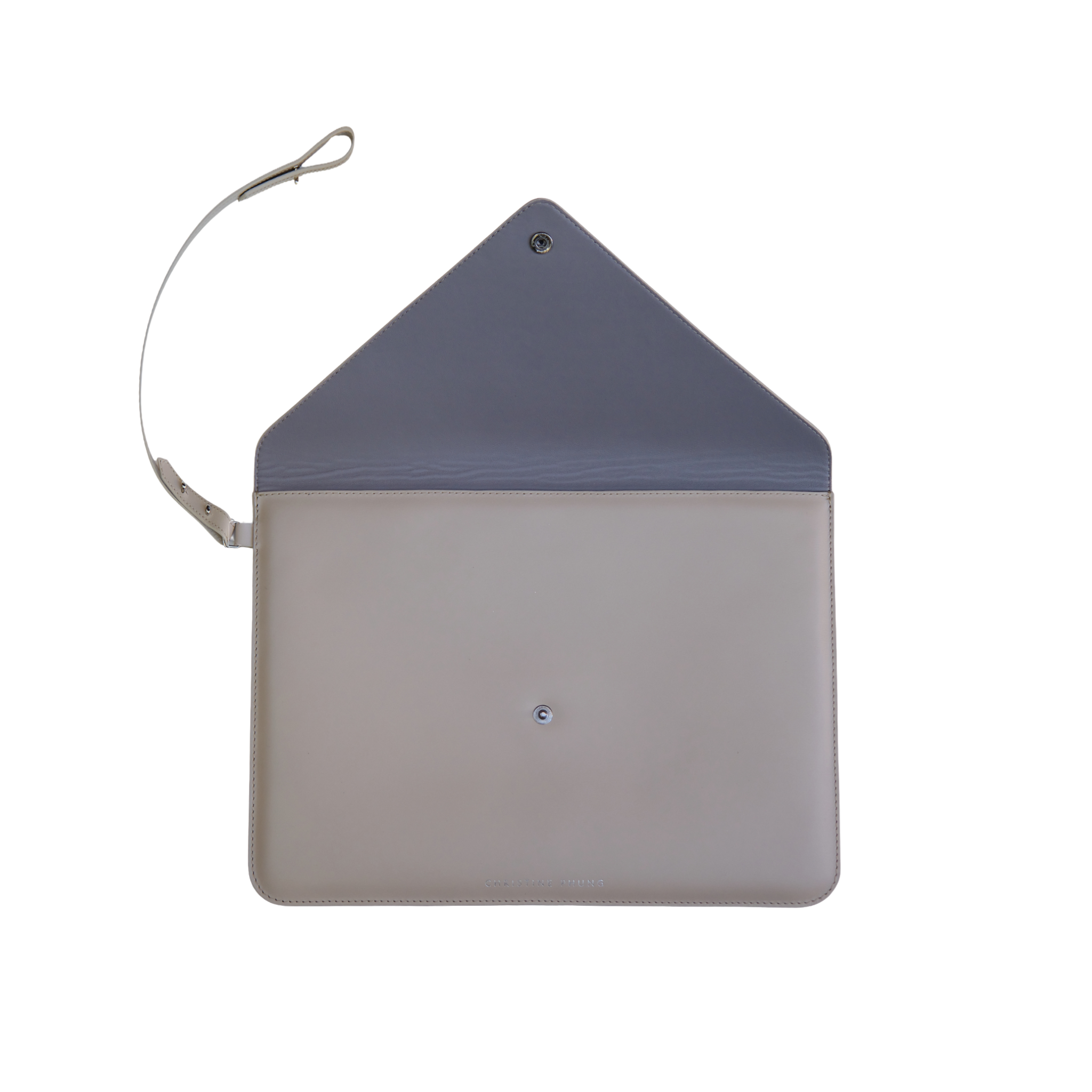Christine Phung Enveloppe L Maripo Beige housse PC 16 pouces cuir