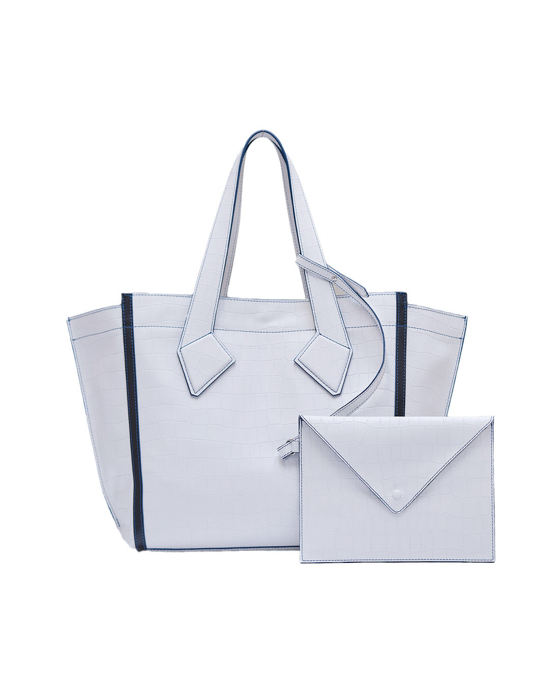 Christine Phung Sac Cabas L cabas cuir blanc croco upcyclé
