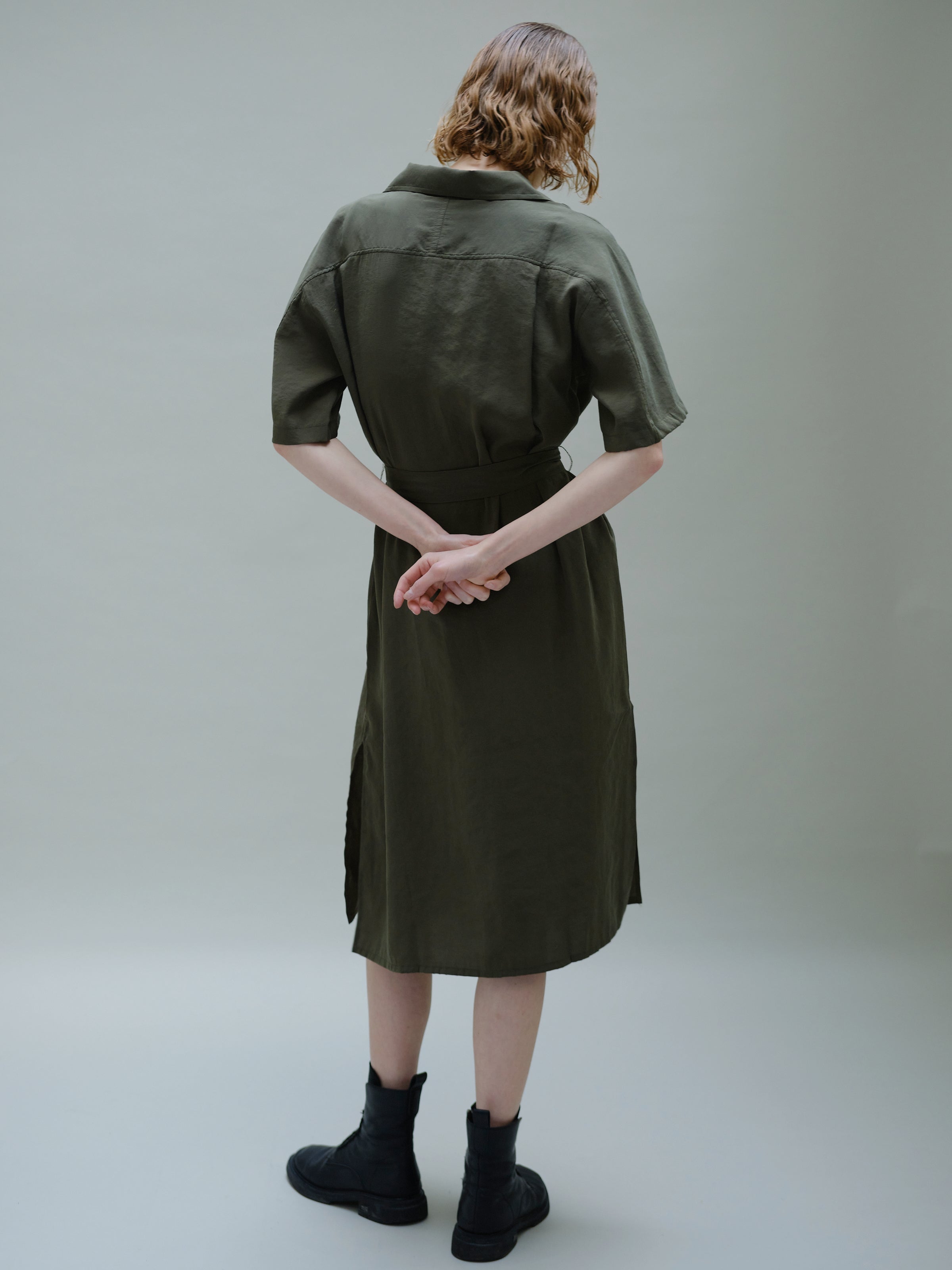 Christine Phung Alpha robe-chemise thym ceinturée M