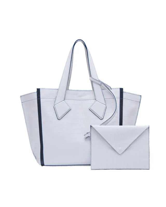 Christine Phung Sac Cabas L cabas cuir blanc croco upcyclé