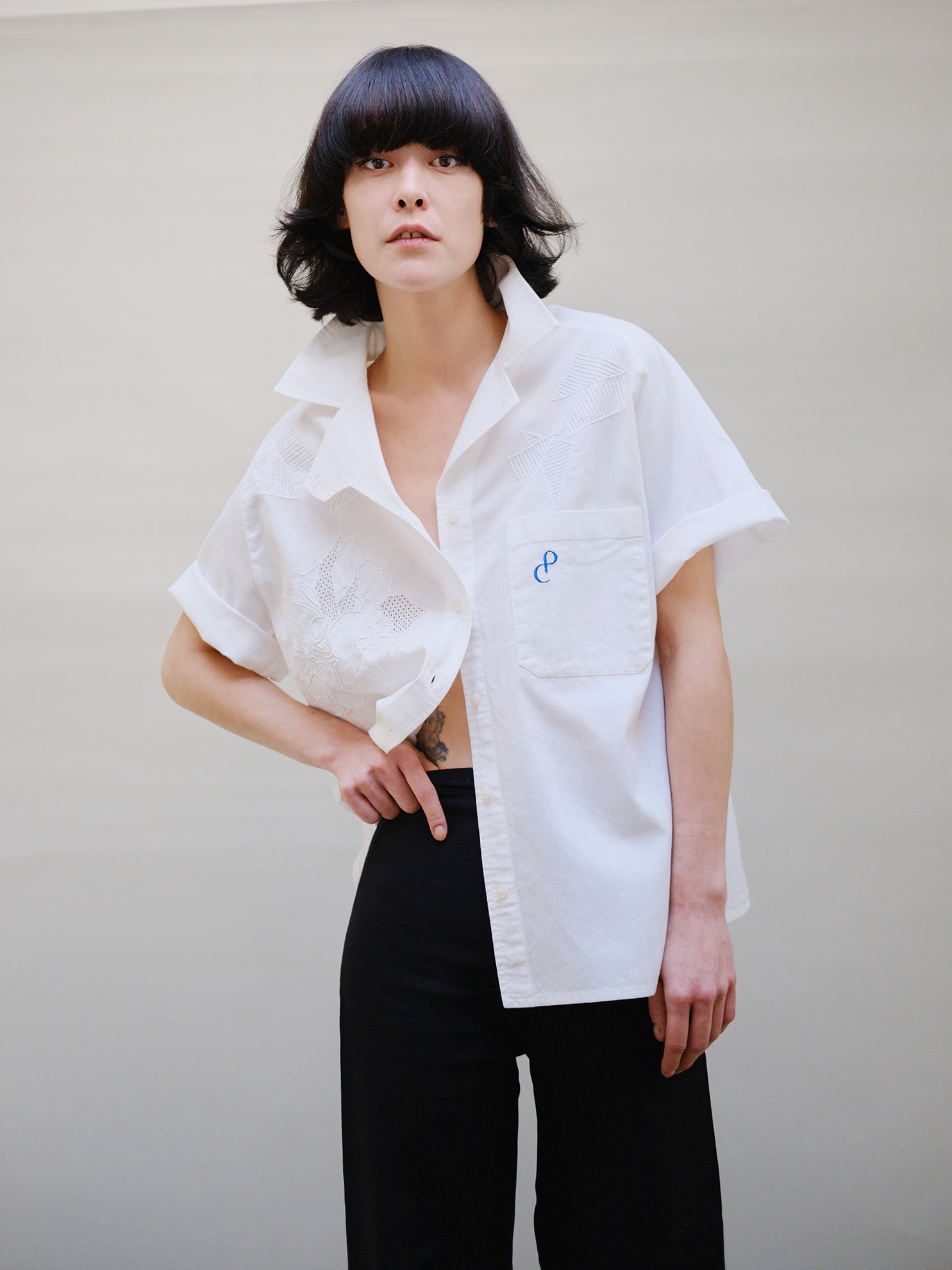 Christine Phung Chemise Alpha chemise coton brodée main S M L