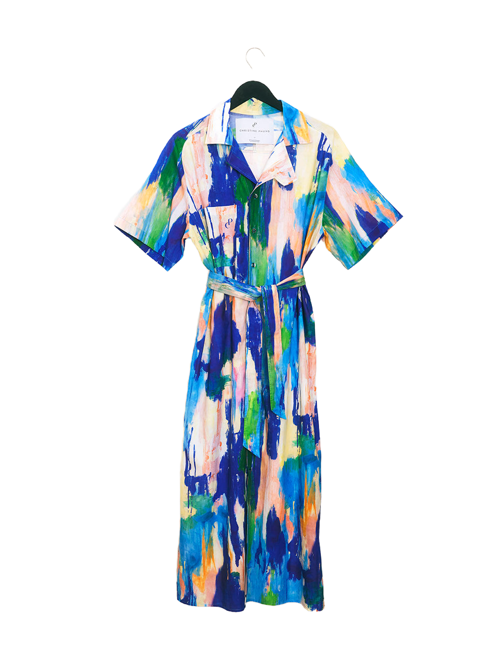 Christine Phung Delta robe-chemise bleue coton bio