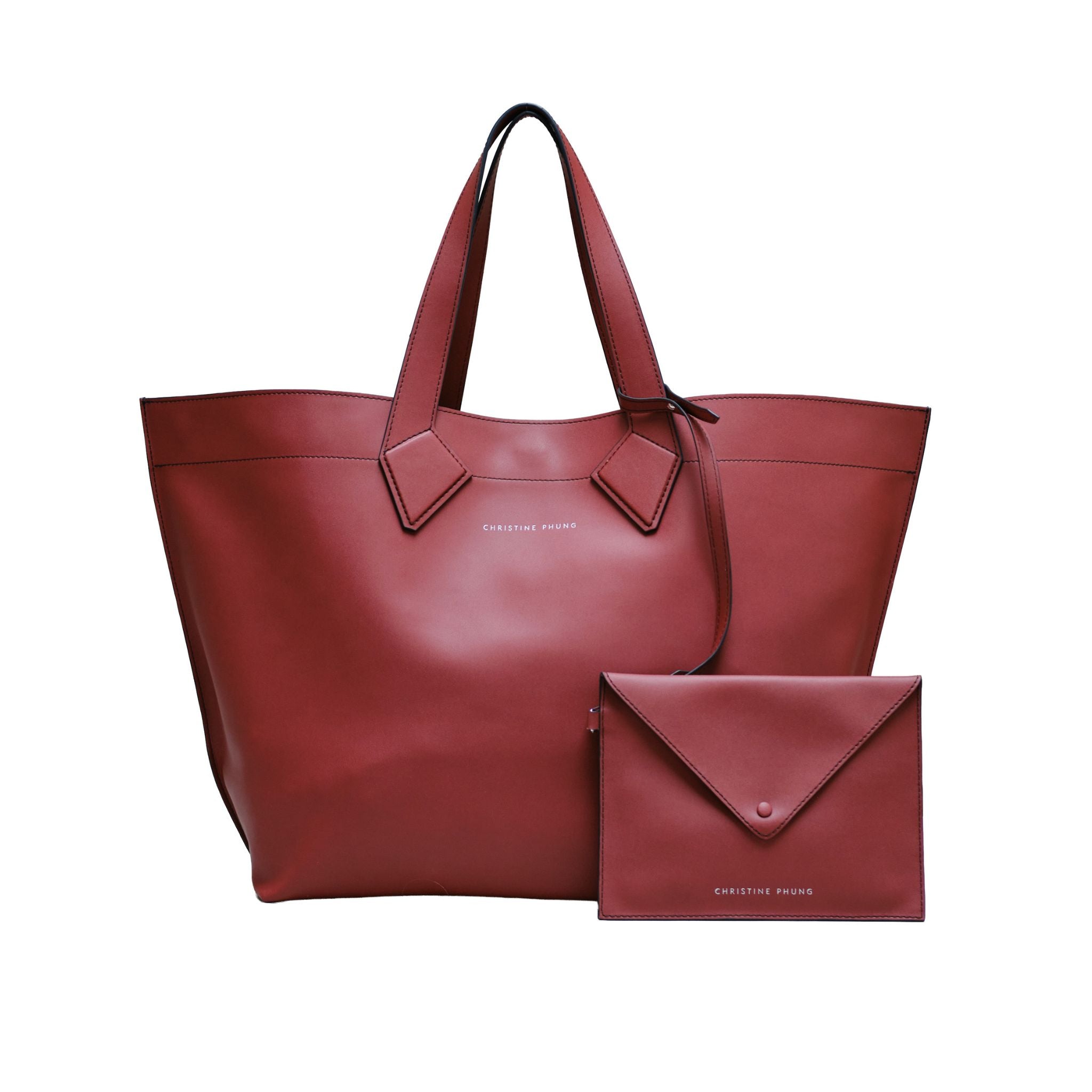Christine Phung Sac Cabas XL brique cuir upcyclé