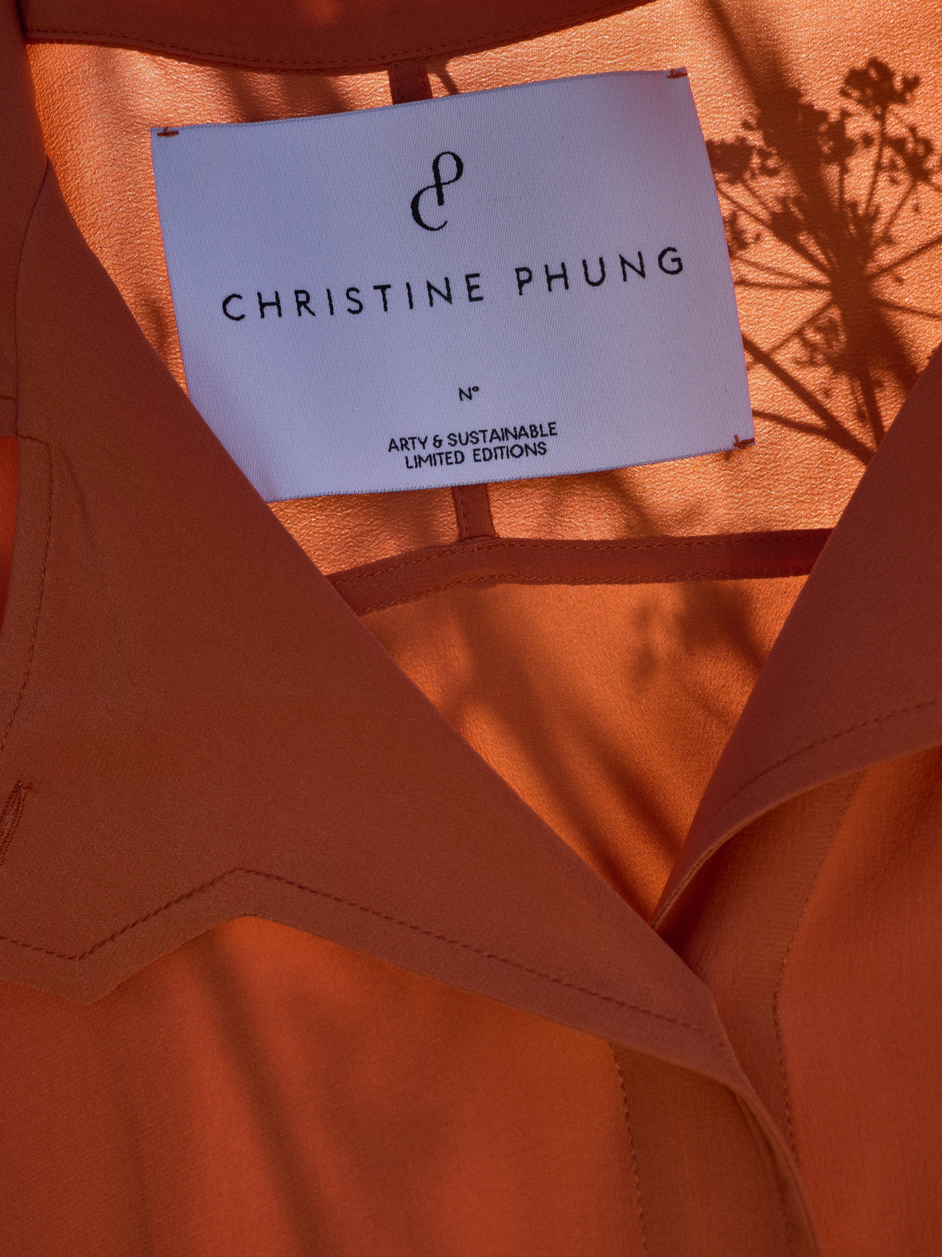 Christine Phung Alpha chemise soie orange manches courtes