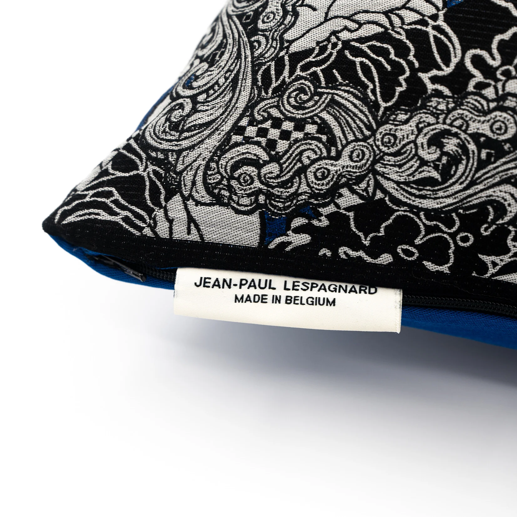Jean-Paul Lespagnard Textile Blue Fishes coussin jacquard 100x100 cm