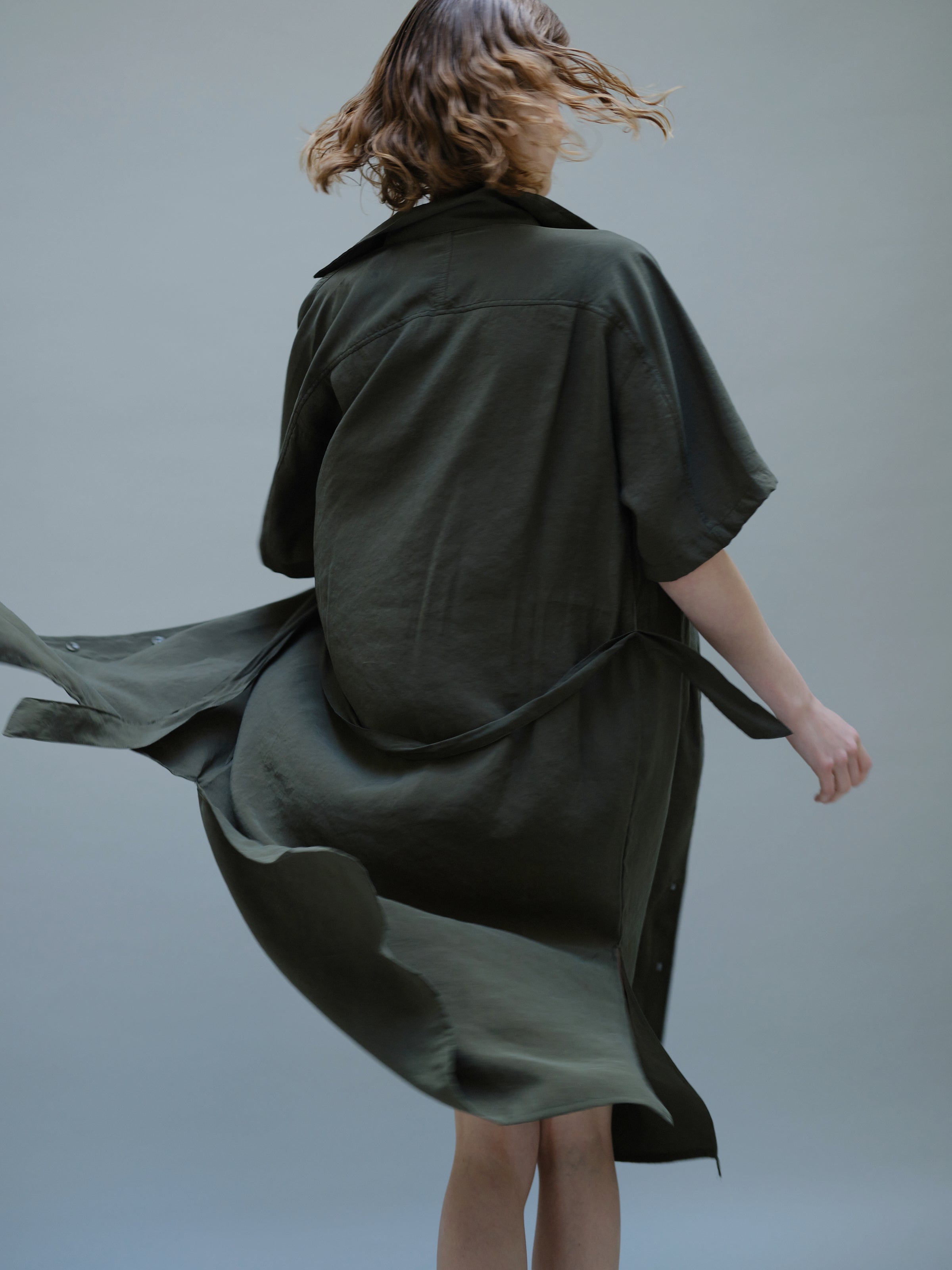 Christine Phung Alpha robe-chemise thym ceinturée M