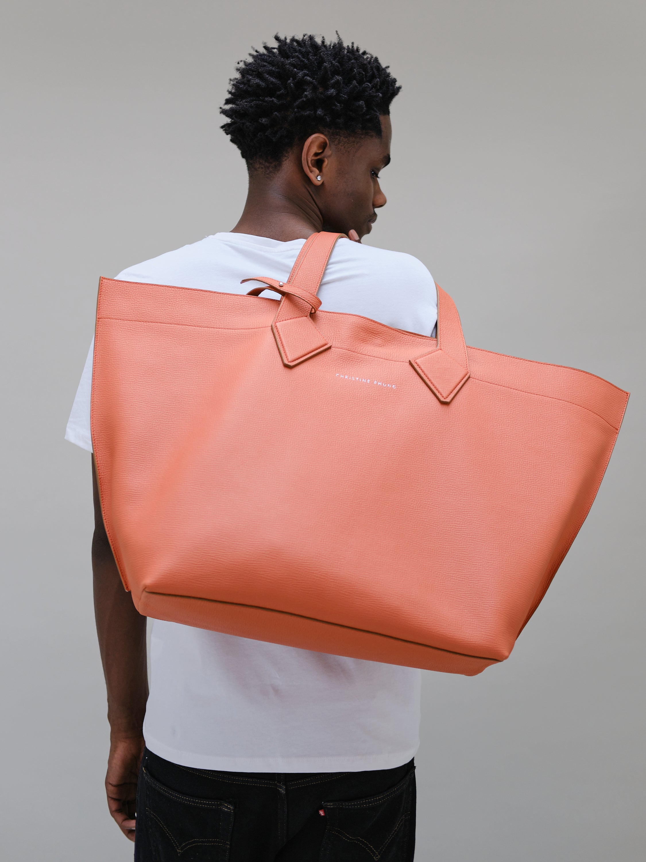 Christine Phung cabas XL sac cuir orange veau
