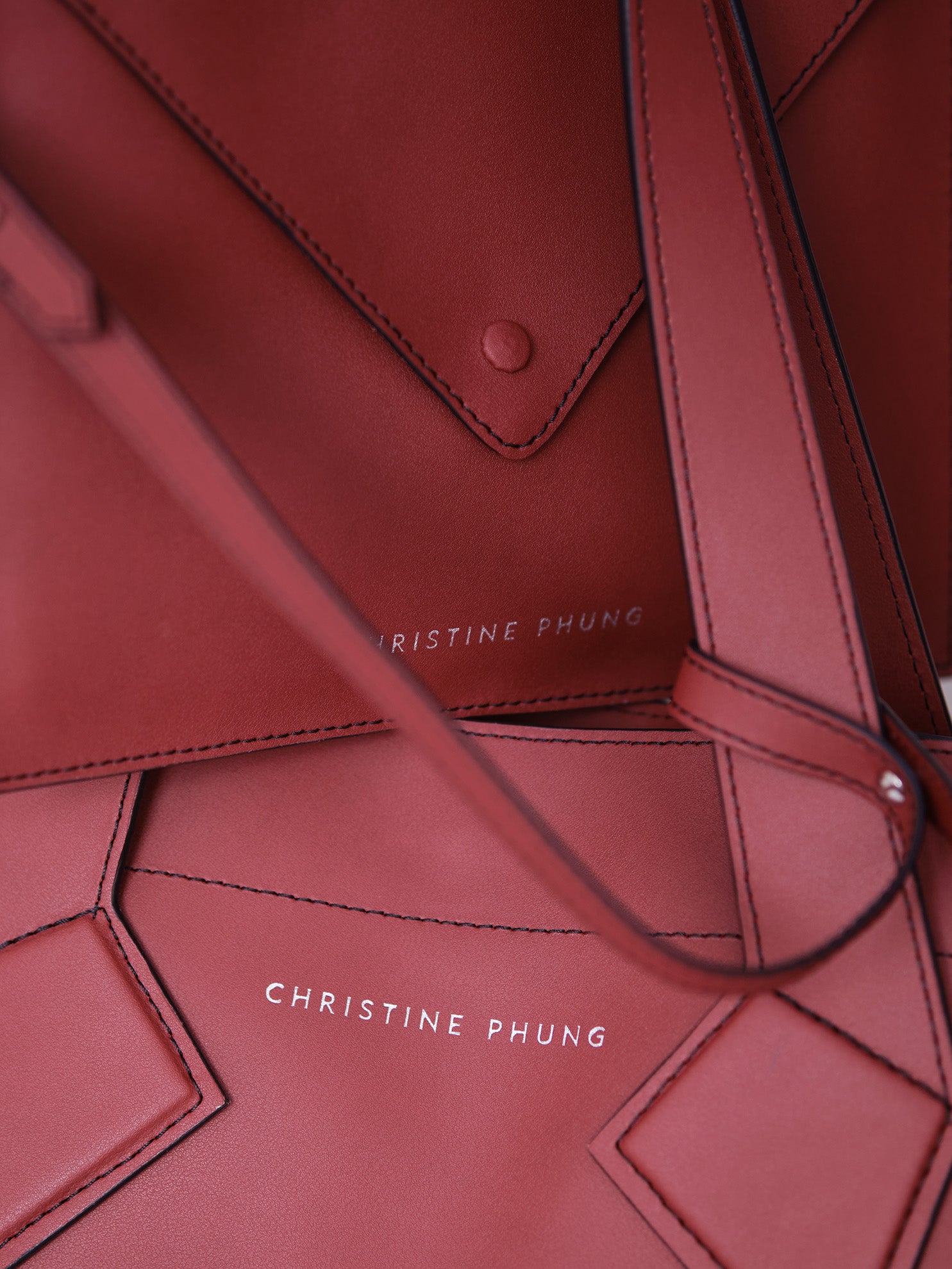Christine Phung Sac Cabas L cabas cuir brique upcyclé
