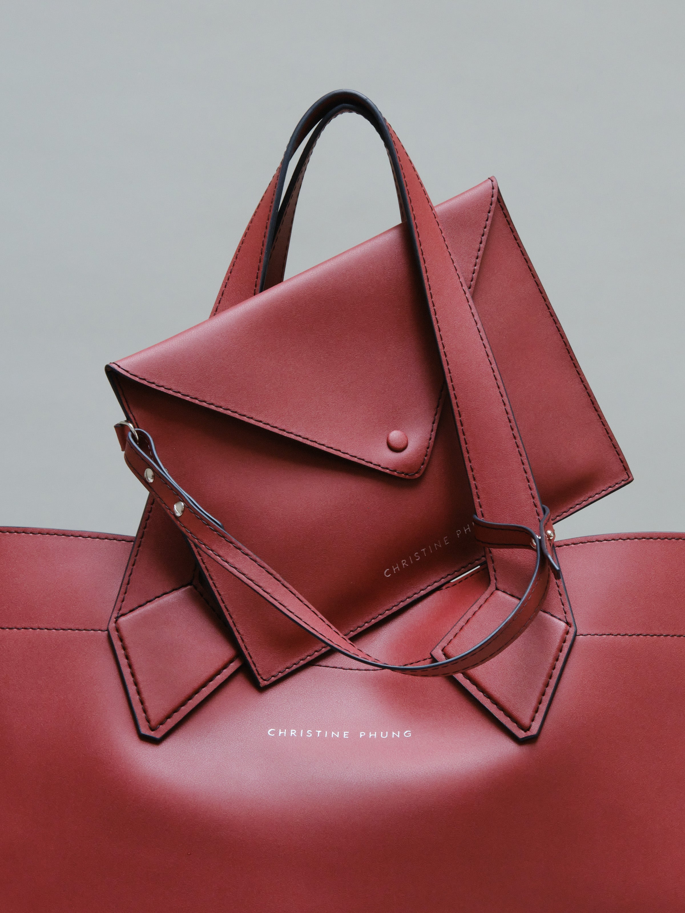 Christine Phung Sac Cabas XL brique cuir upcyclé