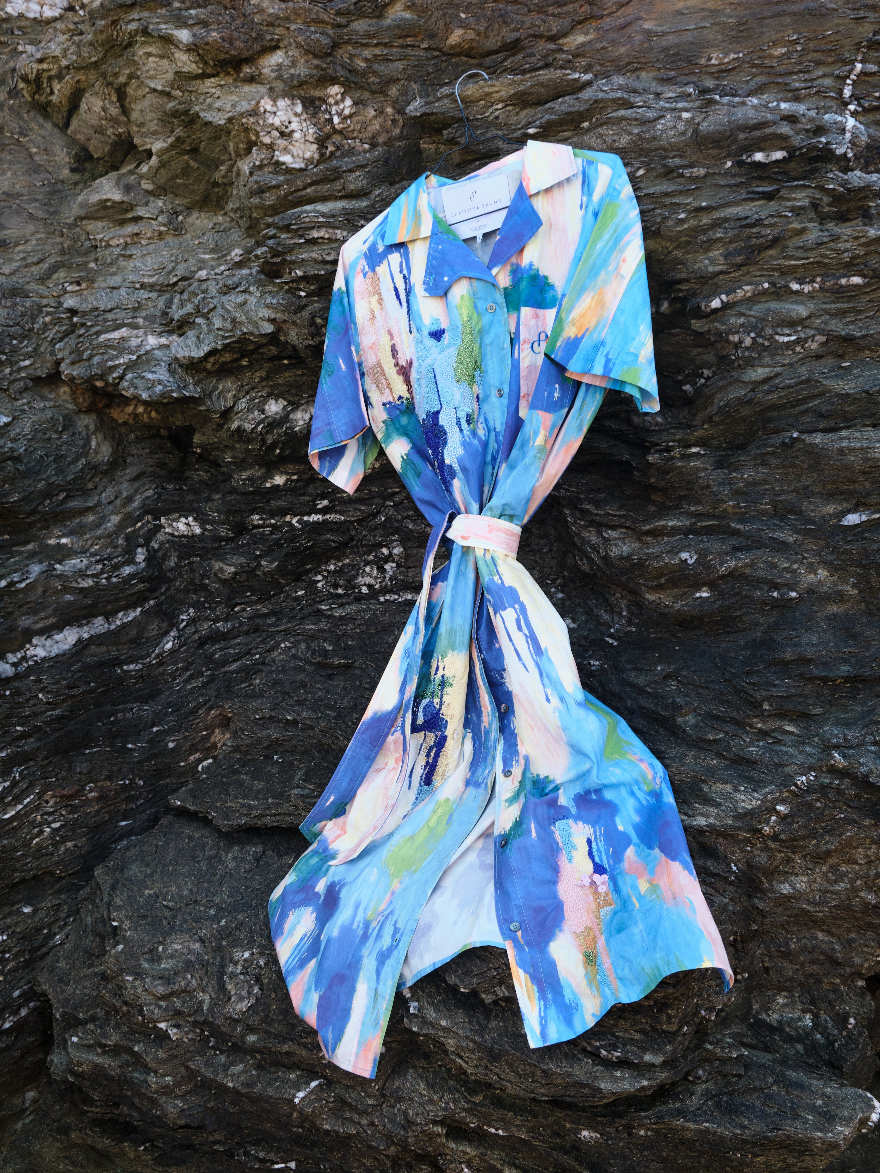 Christine Phung Robe Delta brodée main coton bio