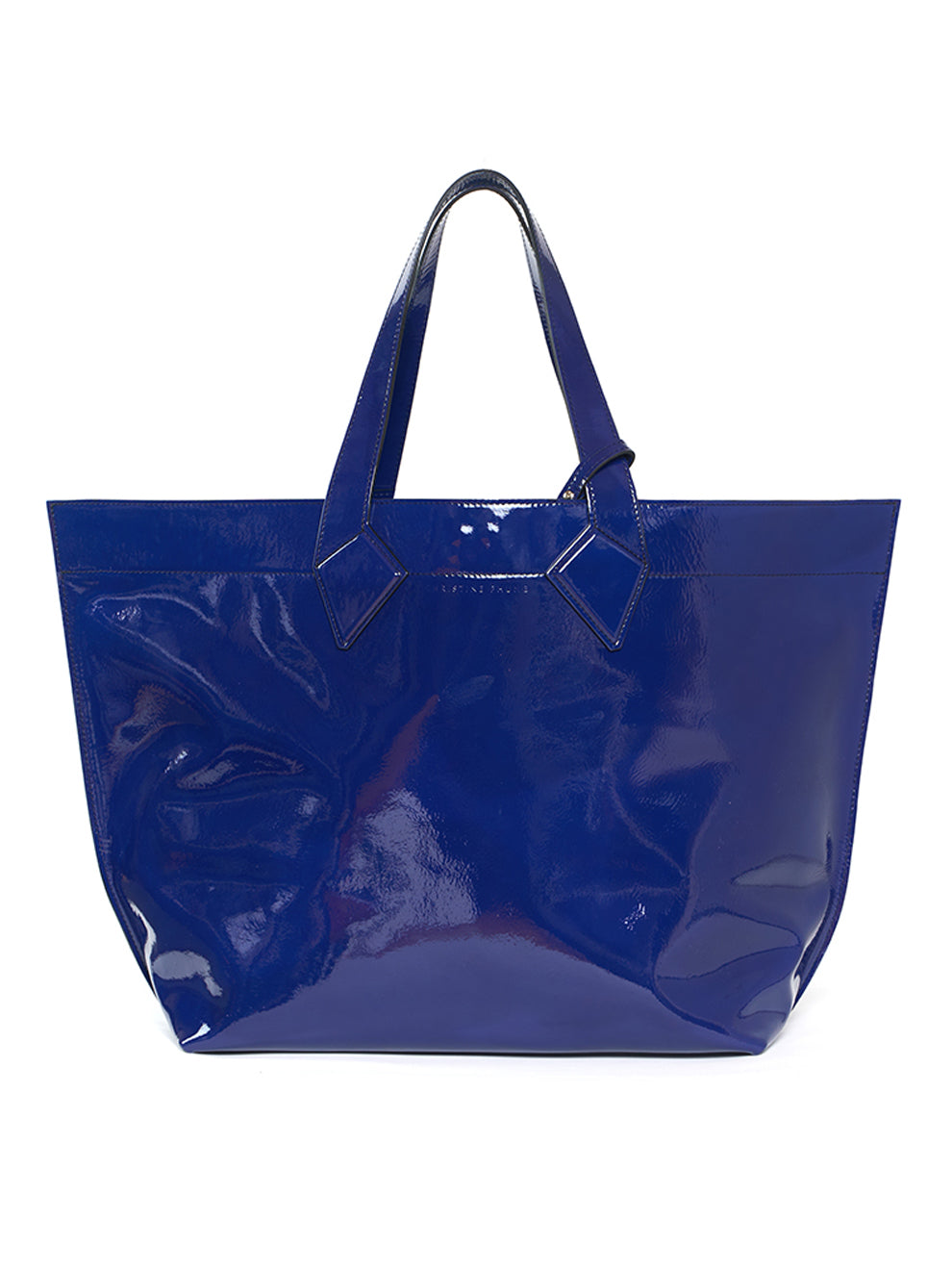 Christine Phung Cabas XL Bleu sac cuir verni grand