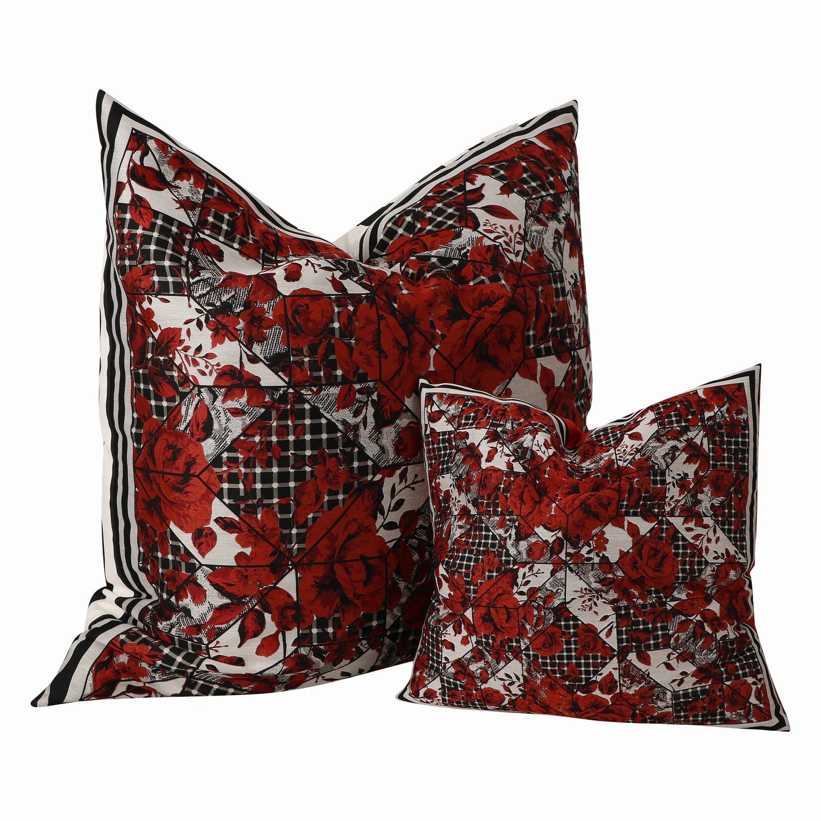 JeanPaul Lespagnard Textile Red Flowers coussin 100x100 jacquard