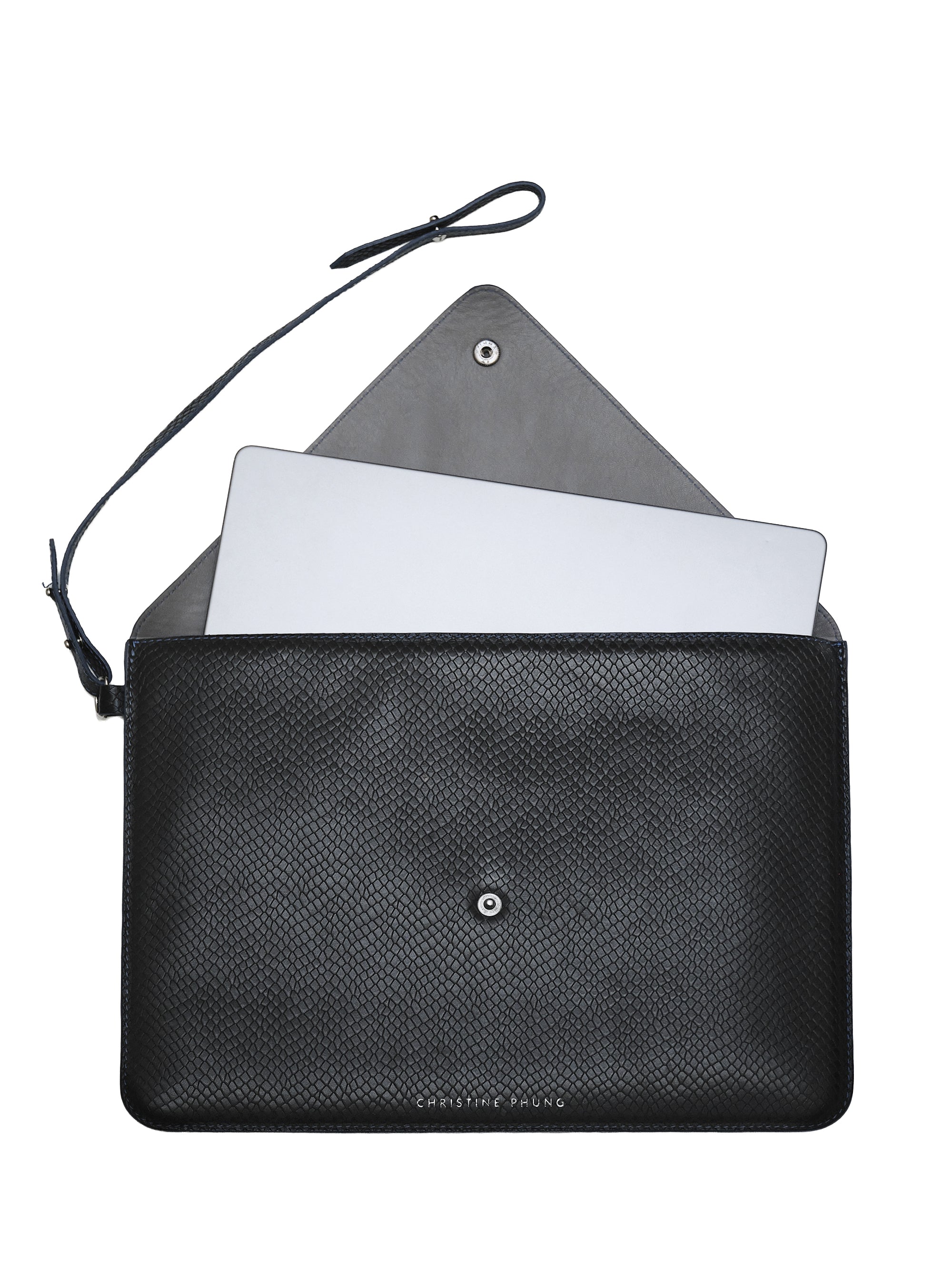 Christine Phung Enveloppe L housse ordinateur cuir noir 16 pouces
