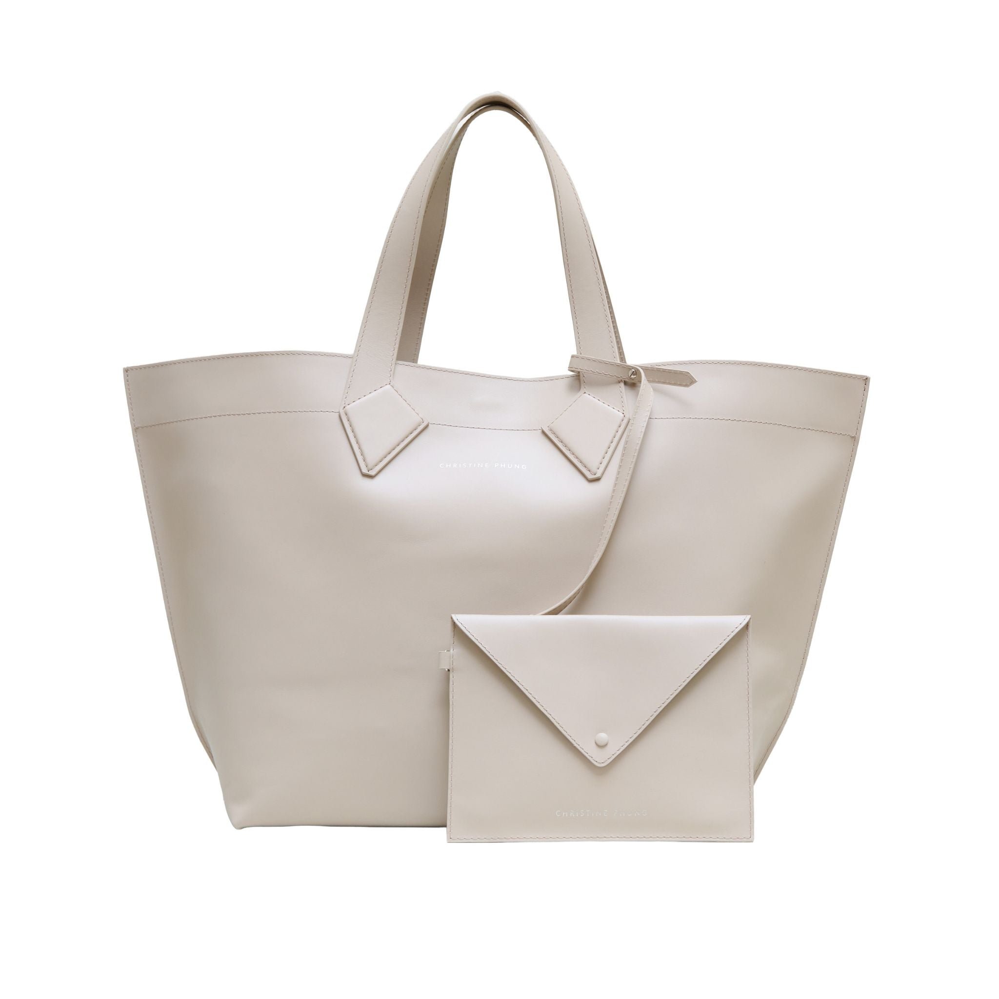 Christine Phung Maripo cabas XL cuir beige upcyclé