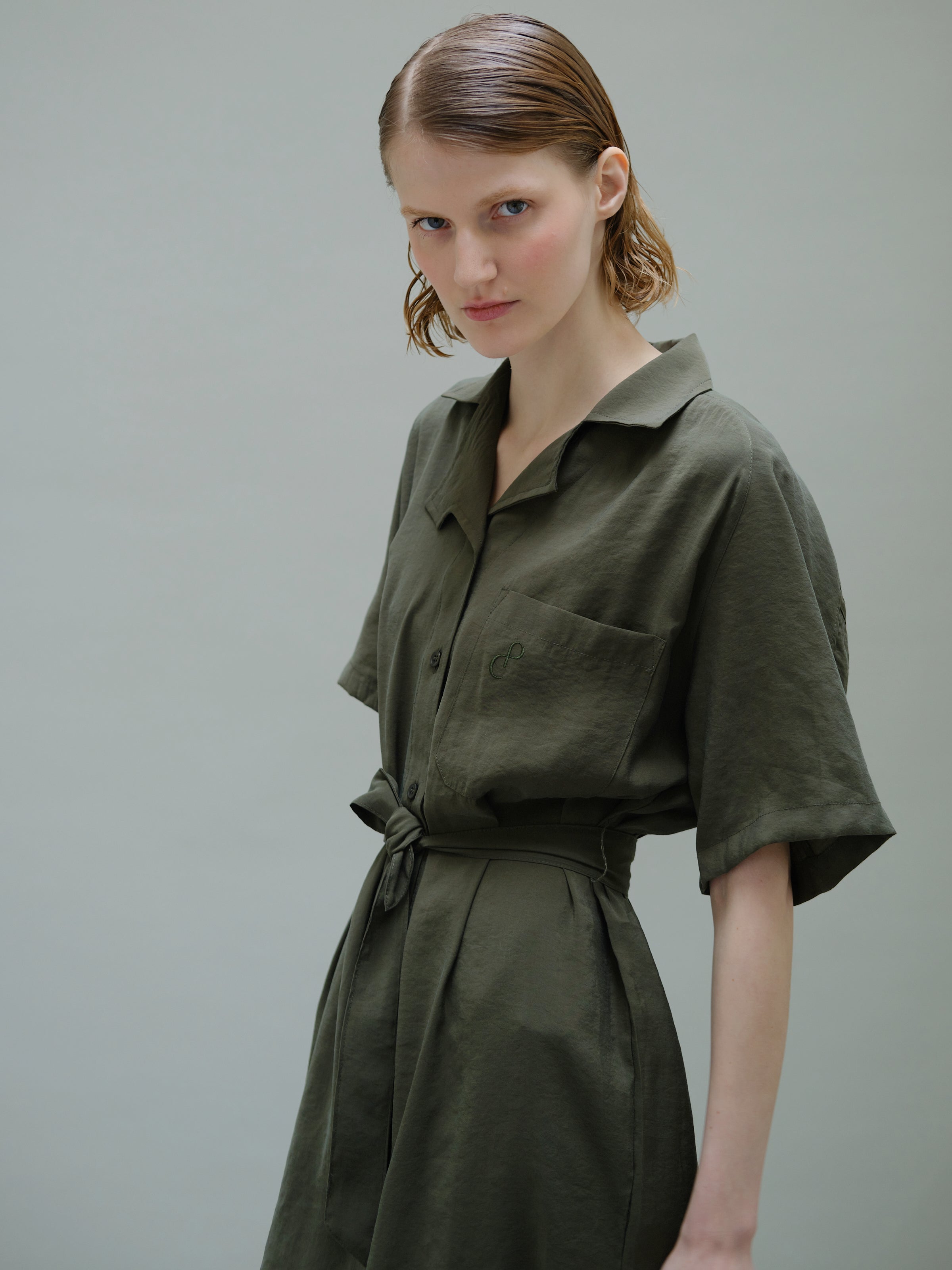 Christine Phung Alpha robe-chemise thym ceinturée M