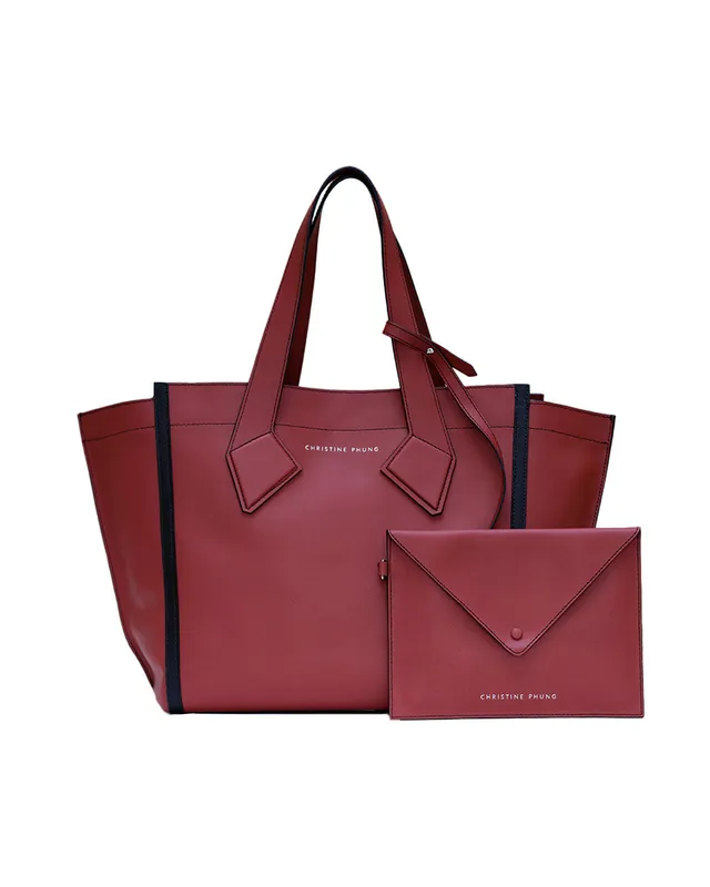 Christine Phung Sac Cabas L cabas cuir brique upcyclé