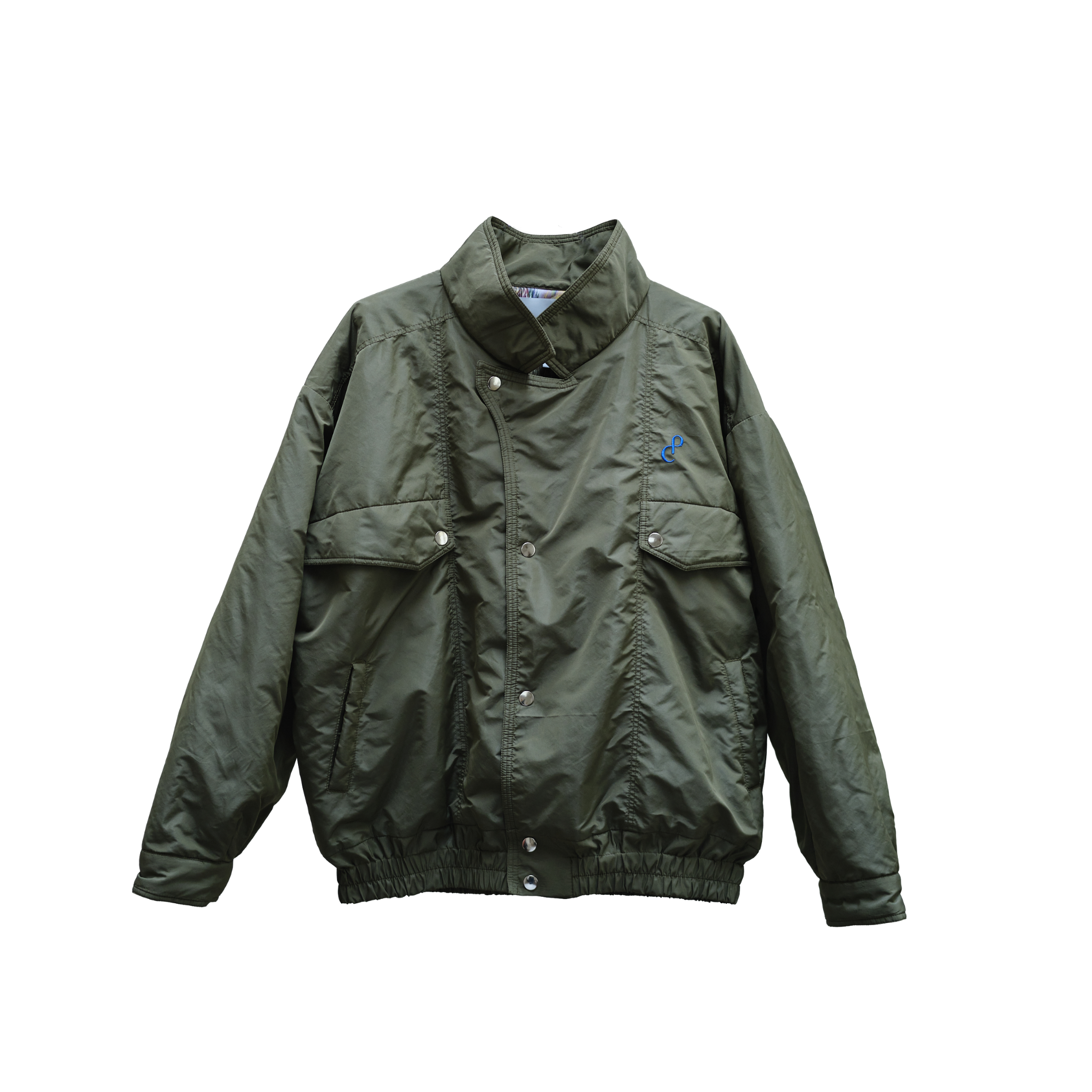Christine Phung bomber kaki recyclé doublure soie glitch