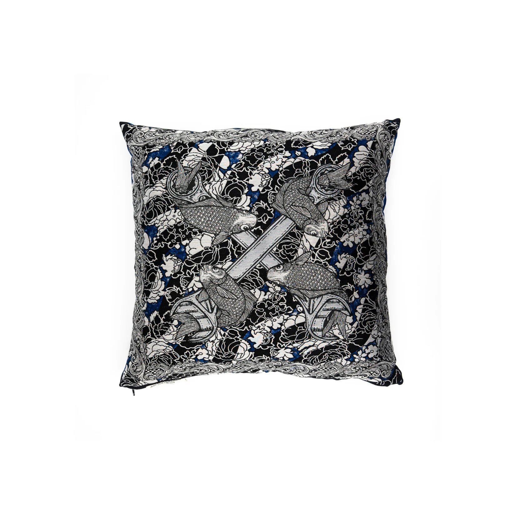 Jean Paul Lespagnard Blue Fishes coussin jacquard 50x50