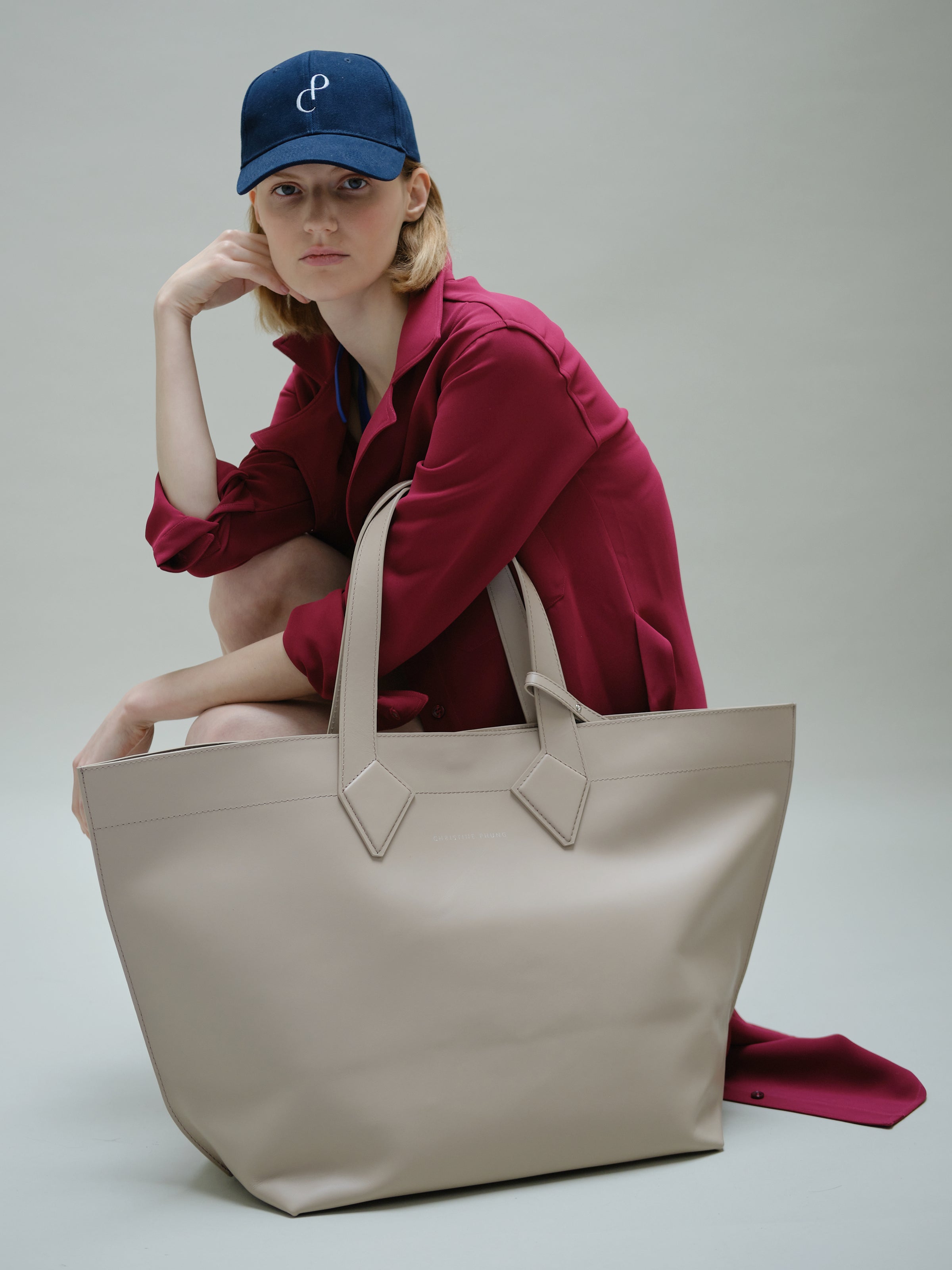 Christine Phung Maripo cabas XL cuir beige upcyclé