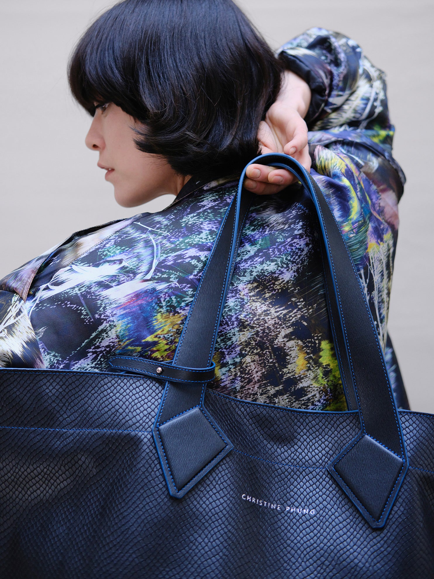 Christine Phung Sac Cabas XL Vesper cuir noir upcyclé