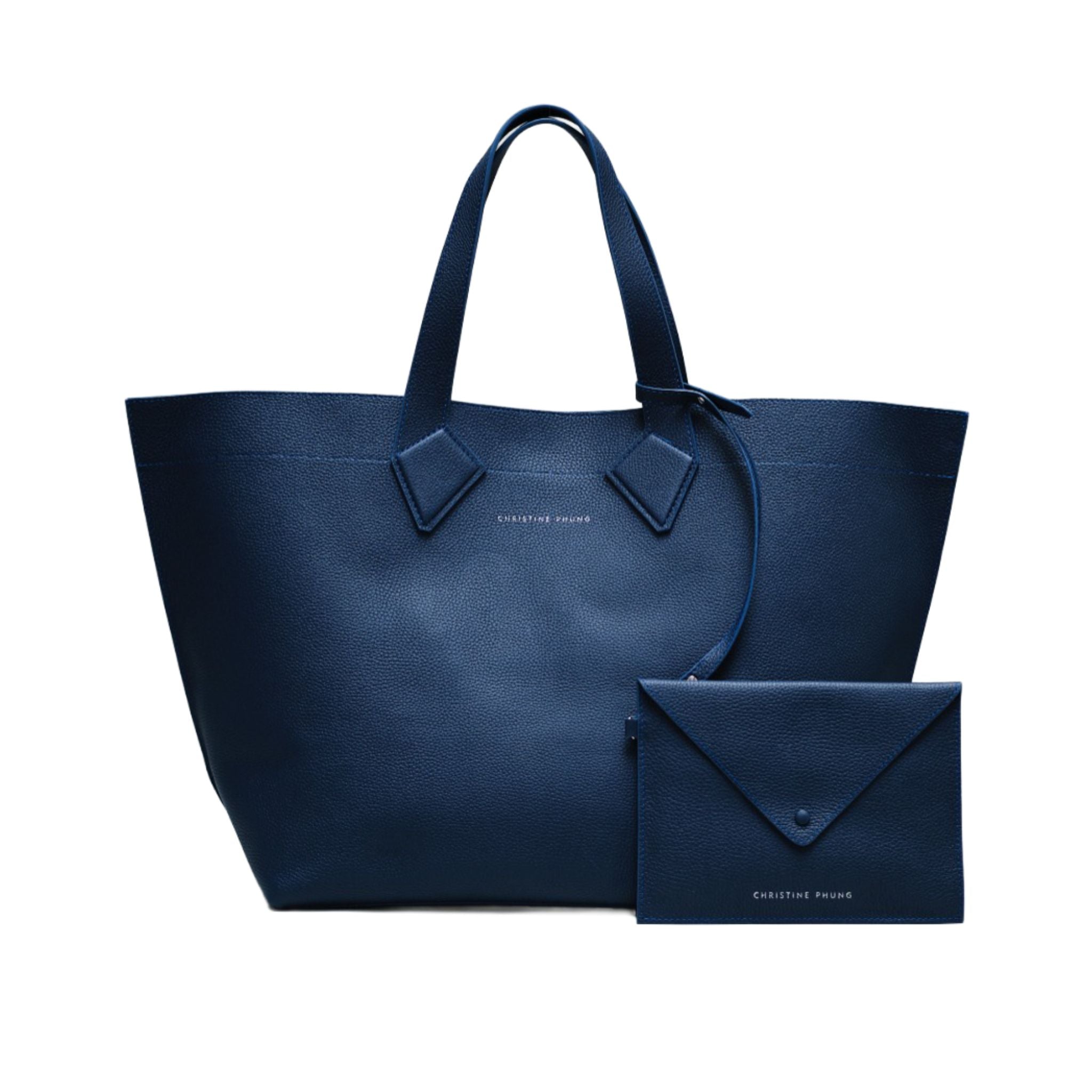 Christine Phung cabas XL sac cuir marine upcyclé