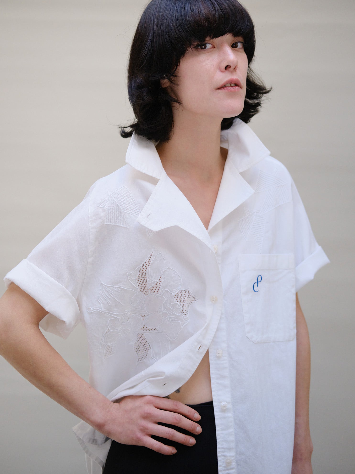 Christine Phung Chemise Alpha chemise coton brodée main S M L