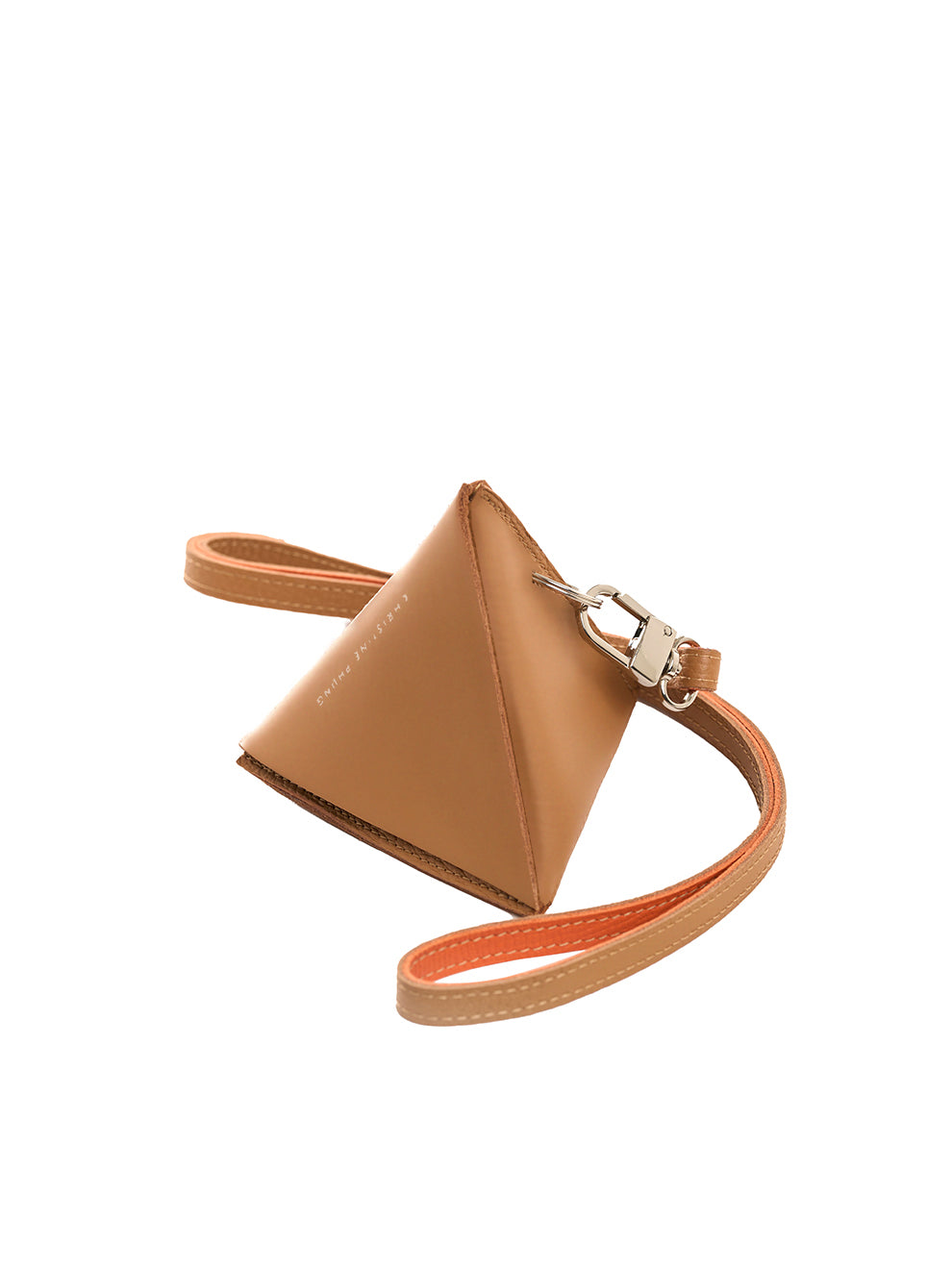 Christine Phung Berlingot pochette cuir caramel 11 cm