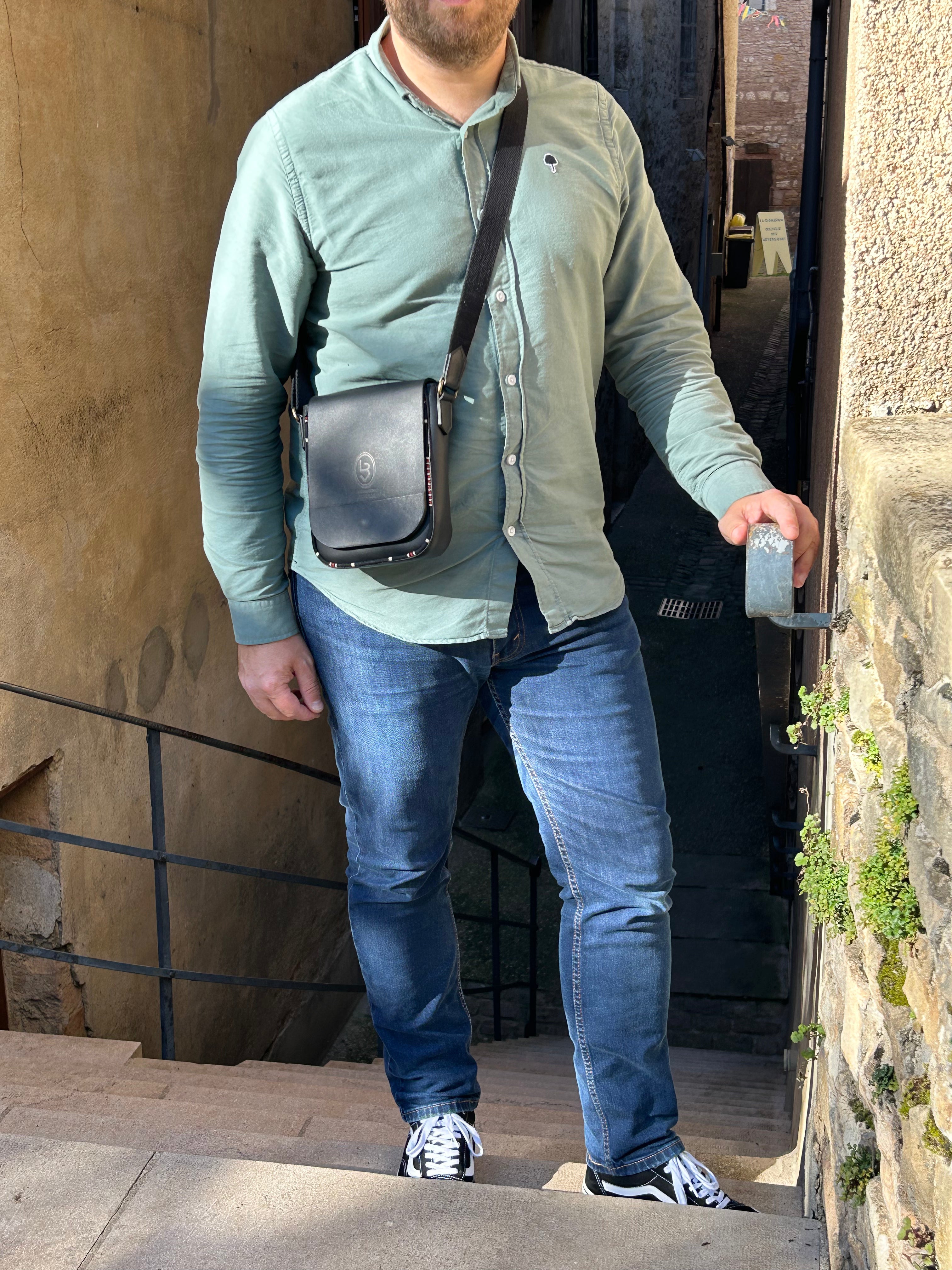 La Bagagerie Victorine Baise-en ville sac bandoulière cuir coton