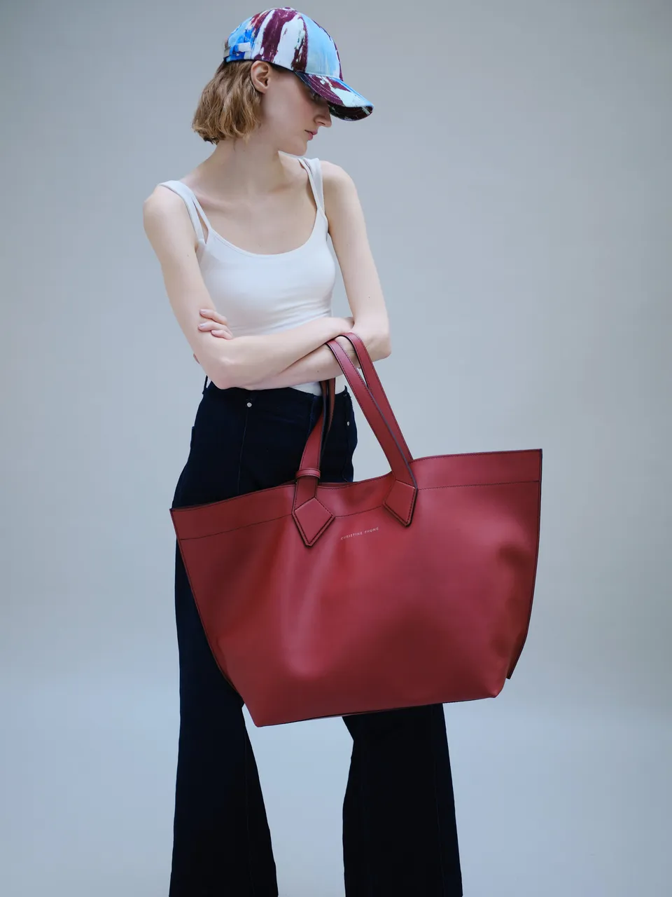 Christine Phung Sac Cabas XL brique cuir upcyclé