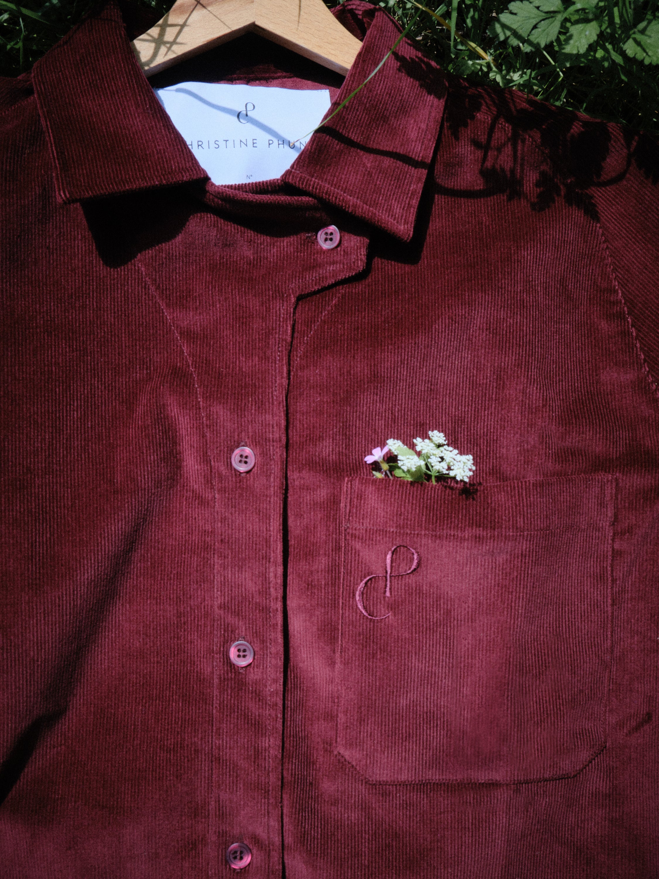 Christine Phung Alpha chemise velours bordeaux coton