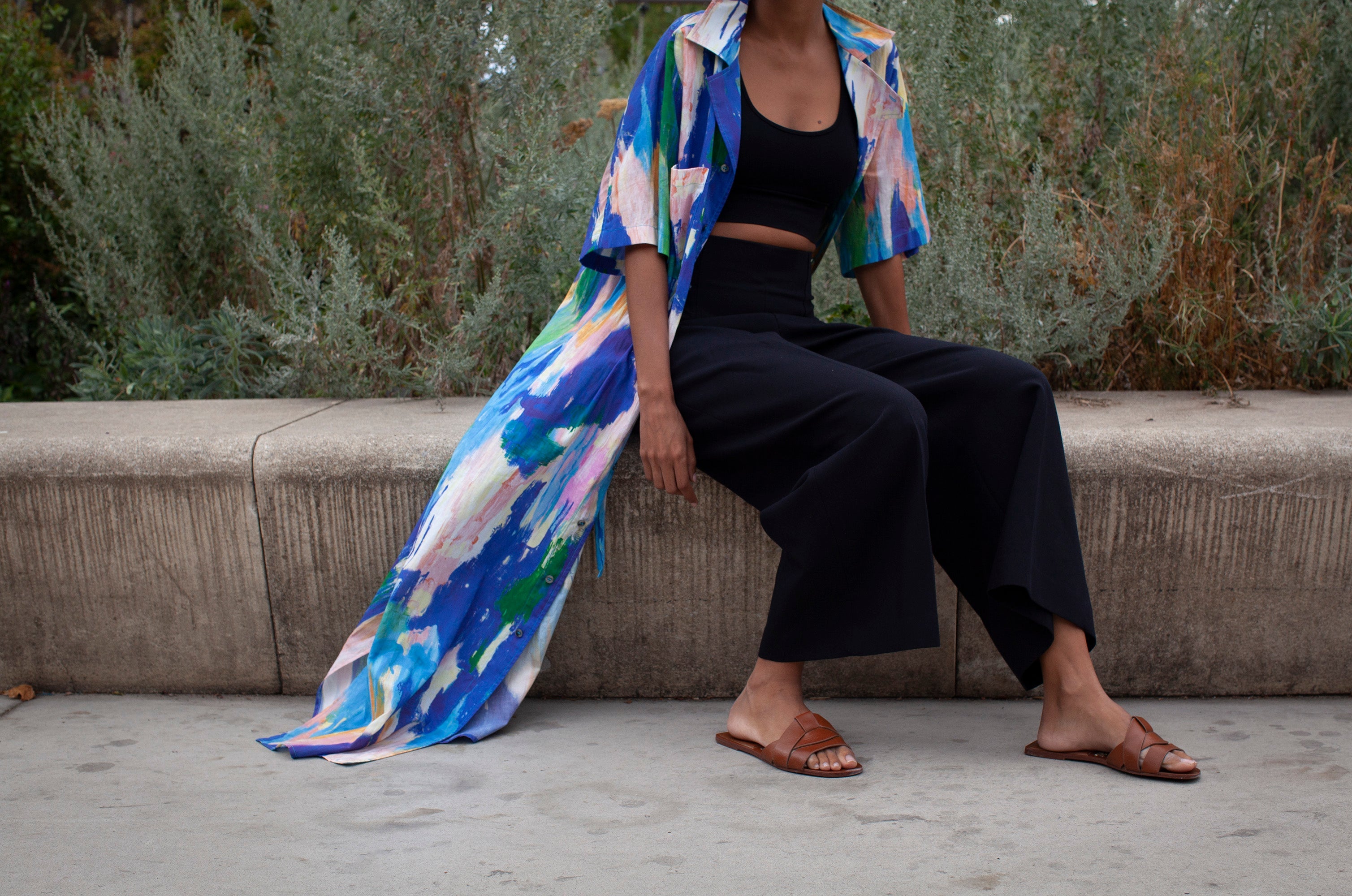 Christine Phung Delta robe-chemise bleue coton bio