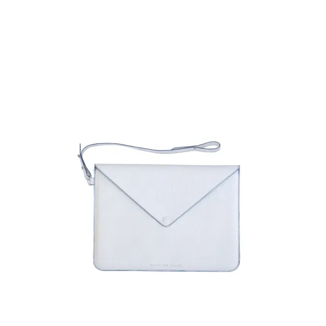Christine Phung Enveloppe M housse ordinateur cuir blanc croco 14 pouces