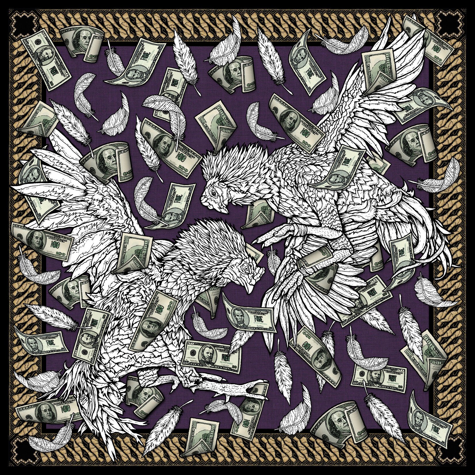 Jean-Paul Lespagnard Classic foulard Cock Fight taille classic