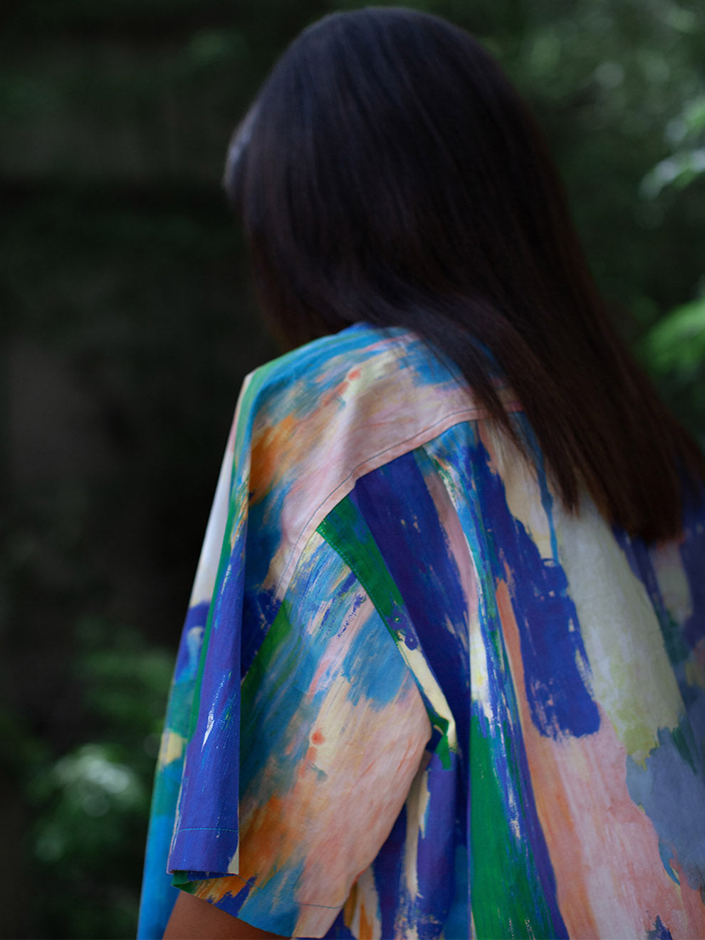 Christine Phung Alfa chemise coton bio bleue manches courtes