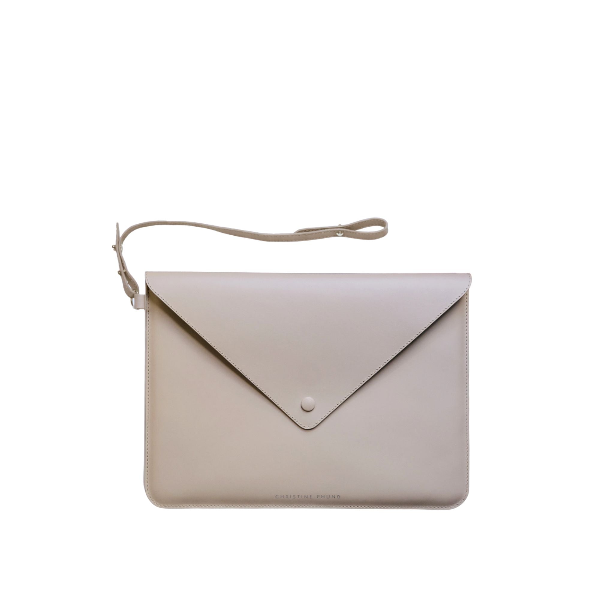 Christine Phung Enveloppe L Maripo Beige housse PC 16 pouces cuir