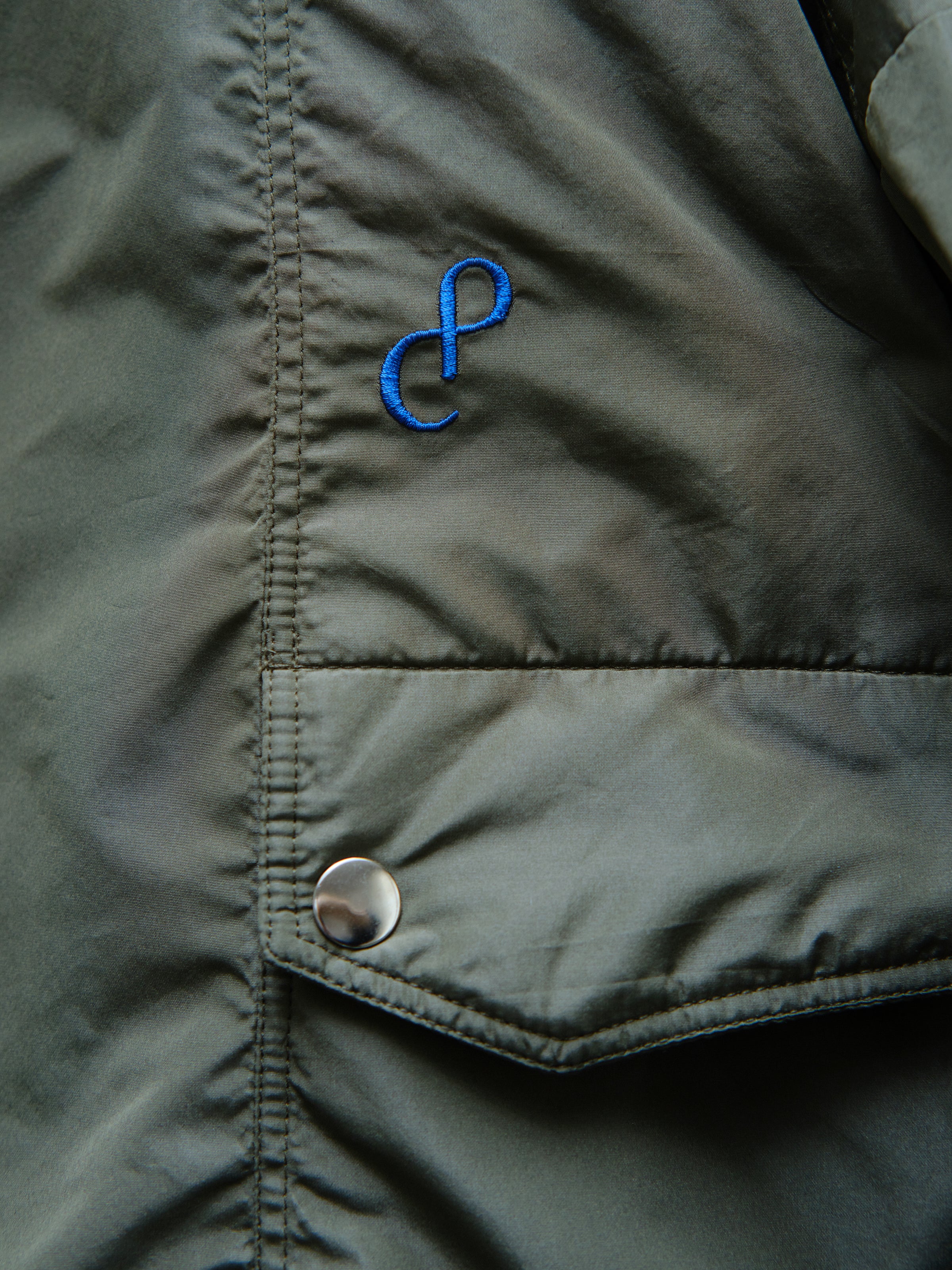Christine Phung bomber kaki recyclé doublure soie glitch