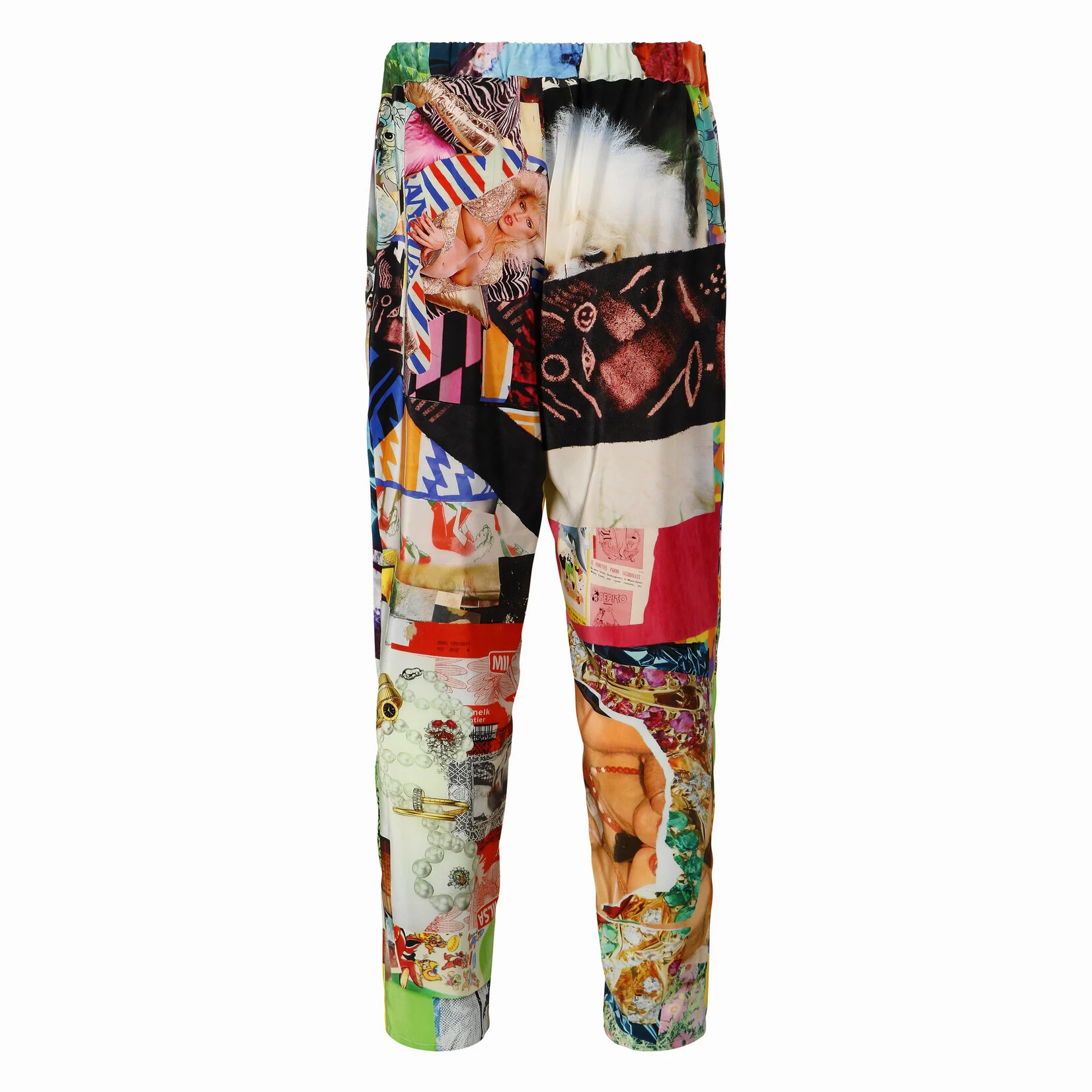 Jean-Paul Lespagnard pantalon soie imprimé collage pièce unique